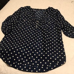 Navy polka dot blouse